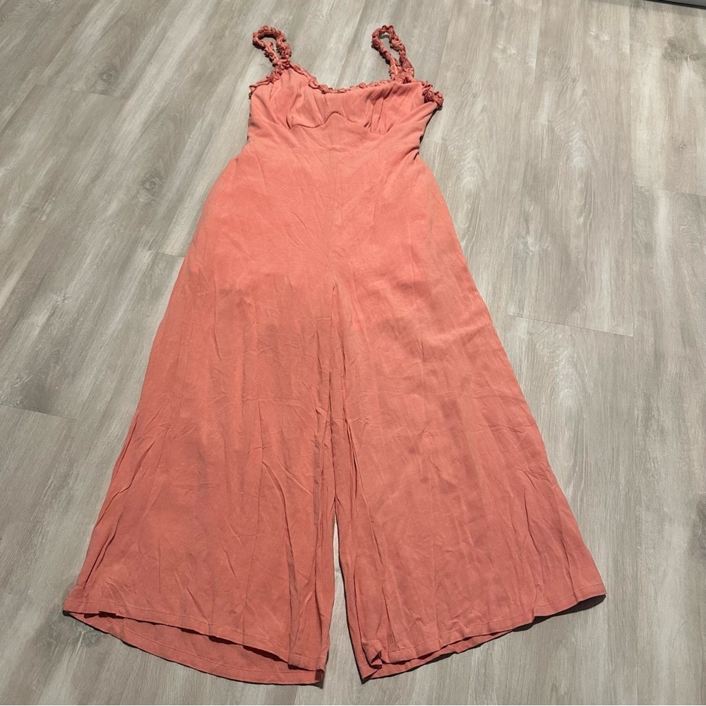 Main Strip Pink Lined Linen Blend Sleeveless Jumpsuit Sz M NWT